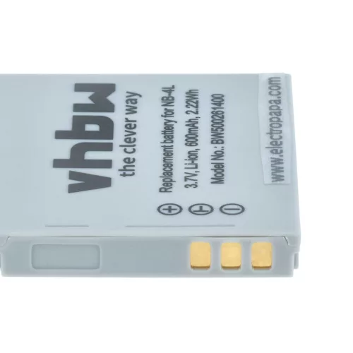 VHBW Akku Canon NB-4L Ersatz - 600 mAh 3,6 V Li-Ion