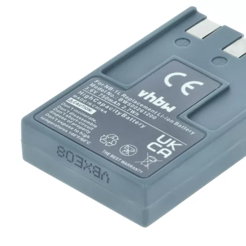 VHBW Akku für Canon NB-1LH, NB-1L - 750 mAh 3,6 V Li-Ion