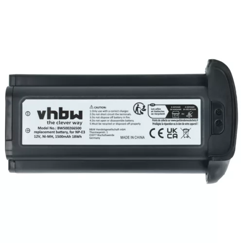 VHBW Battery replaces Canon NP-E3 - 1500 mAh 12 V NiMH