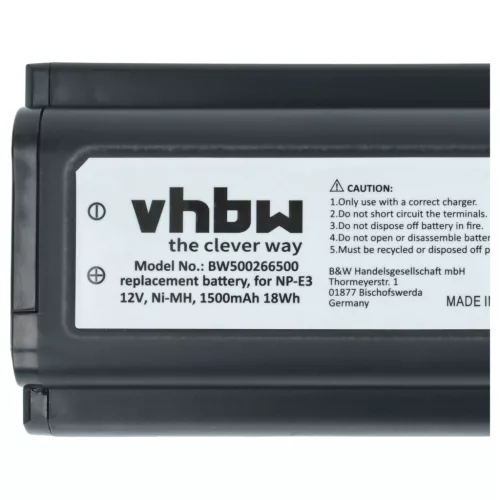 VHBW Battery replaces Canon NP-E3 - 1500 mAh 12 V NiMH