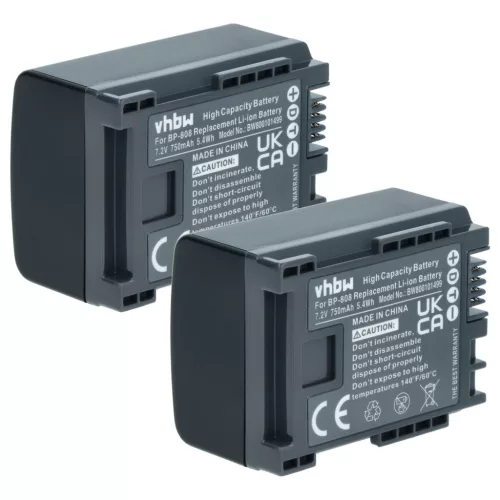 VHBW Videokamera Akku 2740B002, BP-808 - 750 mAh 7,2 V Li-Ion