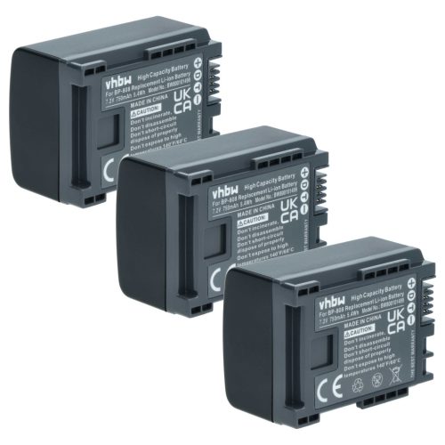 VHBW Videokamera Akku Canon 2740B002, BP-808 - 750 mAh 7,2 V Li-Ion