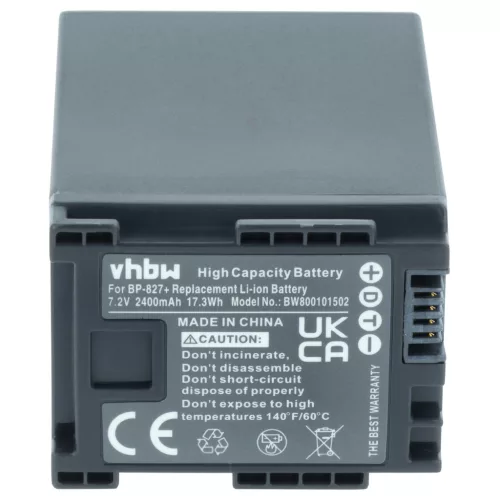 VHBW Videokamera Akku 2740B002, BP-827 - 2400 mAh 7,2 V Li-Ion