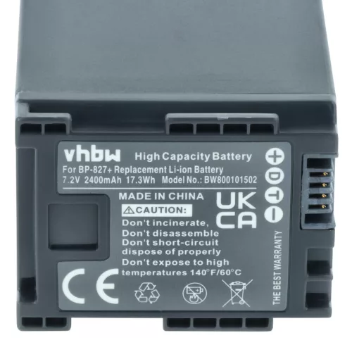 VHBW Videokamera Akku 2740B002, BP-827 - 2400 mAh 7,2 V Li-Ion
