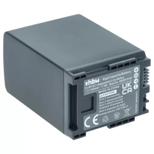 VHBW Videokamera Akku 2740B002, BP-827 - 2400 mAh 7,2 V Li-Ion