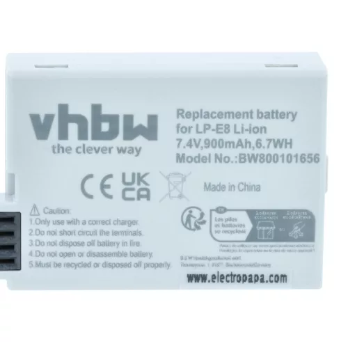 VHBW Akku Canon LP-E8 - 900 mAh 7,2 V Li-Ion