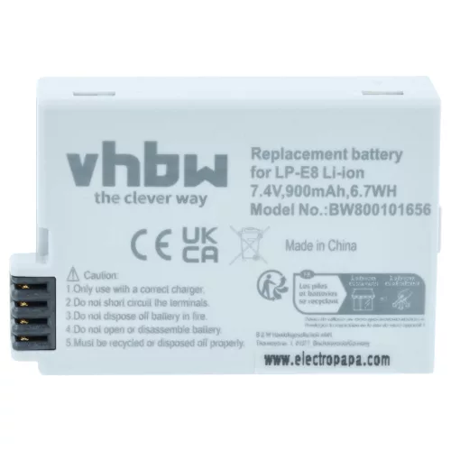 VHBW Akku Canon LP-E8 Ersatz - 900 mAh 7,2 V Li-Ion