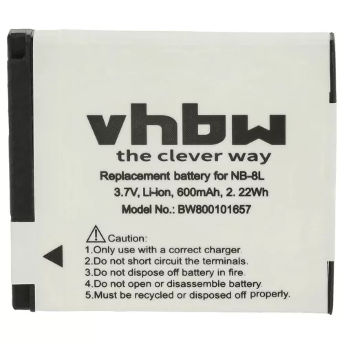 VHBW Akku Canon NB-8L - 600 mAh 3,6 V Li-Ion
