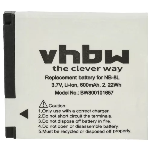 VHBW Akku Canon NB-8L - 600 mAh 3,6 V Li-Ion