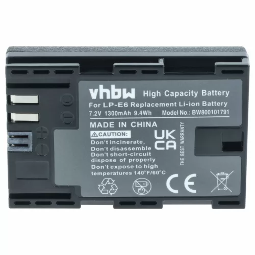 VHBW Akku Canon LP-E6 Ersatz - 1300 mAh 7,4 V Li-Ion