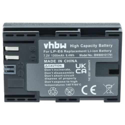 VHBW Akku Canon LP-E6 Ersatz - 1300 mAh 7,4 V Li-Ion
