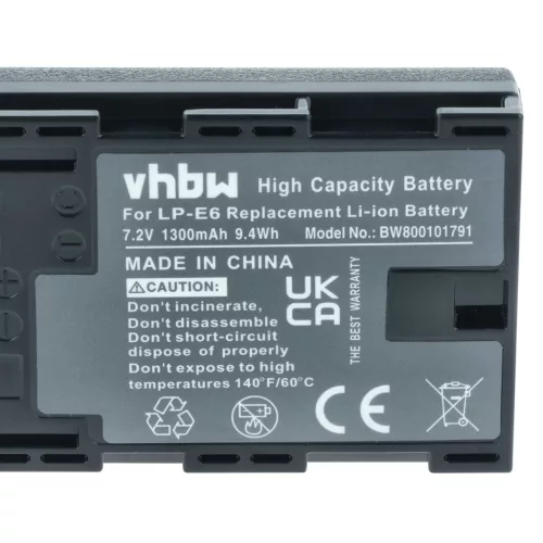 VHBW Akku Canon LP-E6 Ersatz - 1300 mAh 7,4 V Li-Ion
