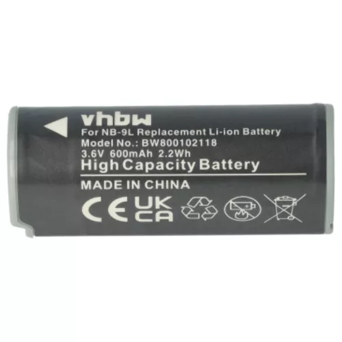 VHBW Akku Canon NB-9L - 600 mAh 3,6 V Li-Ion