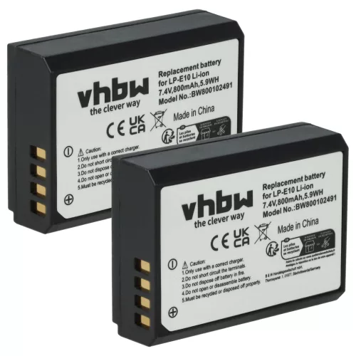 VHBW Akku Canon LP-E10 Ersatz - 800 mAh 7,2 V Li-Ion