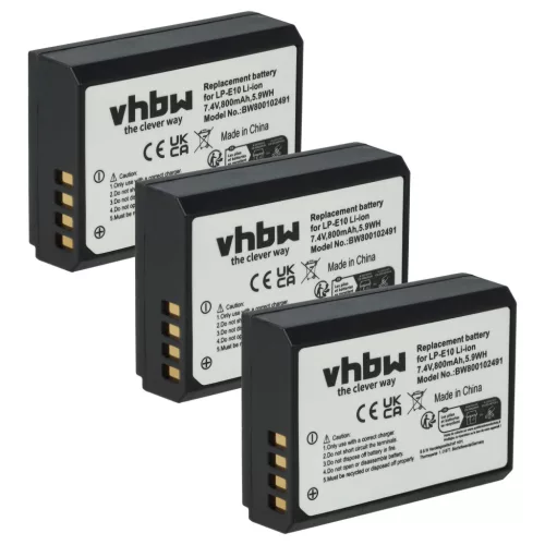 VHBW Akku Canon LP-E10 Ersatz - 800 mAh 7,2 V Li-Ion