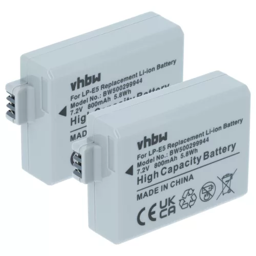 VHBW Akku Canon LP-E5, LC-E5 - 800 mAh 7,2 V Li-Ion