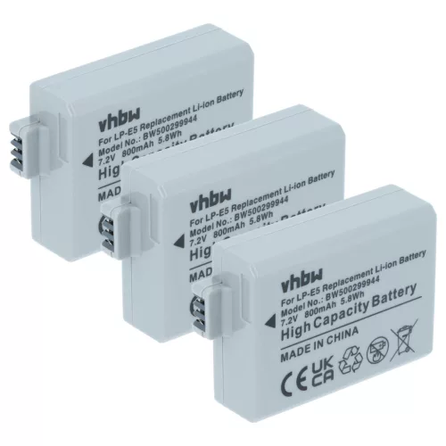 VHBW Akku Canon LP-E5, LC-E5 - 900 mAh 7,4 V Li-Ion