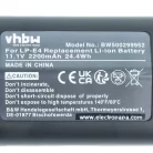 VHBW Akku Canon LP-E4N, LP-E4 - 2200 mAh 11,1 V Li-Ion