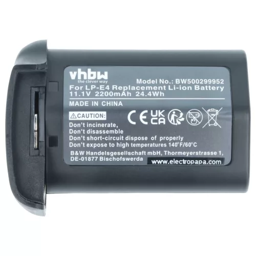 VHBW Akku Canon LP-E4N, LP-E4 - 2200 mAh 11,1 V Li-Ion