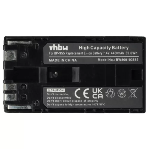 VHBW Videokamera Akku BP-955 - 4400 mAh 7,4 V Li-Ion