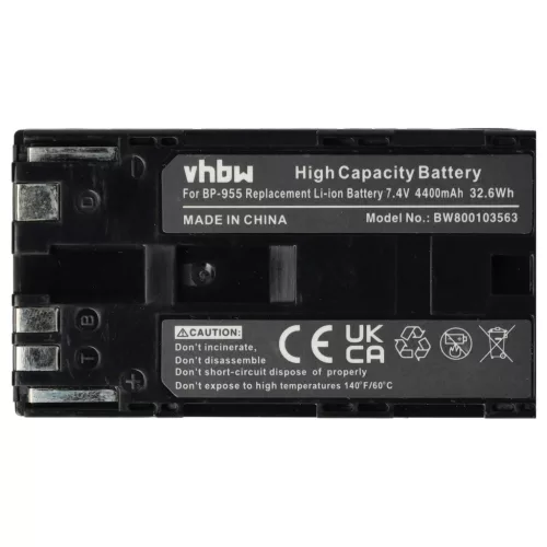 VHBW Videokamera Akku BP-955 - 4400 mAh 7,4 V Li-Ion