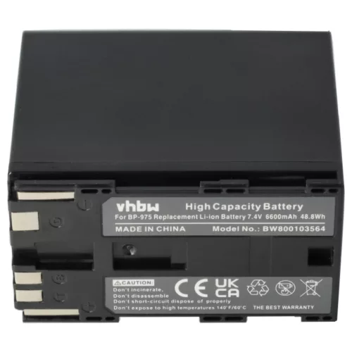 VHBW Videokamera Akku BP-975 - 6600 mAh 7,4 V Li-Ion
