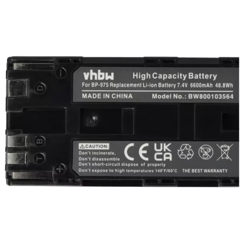 VHBW Videokamera Akku BP-975 - 6600 mAh 7,4 V Li-Ion