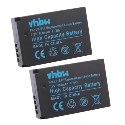 VHBW Akku Canon LP-E12 Ersatz - 650 mAh 7,2 V Li-Ion