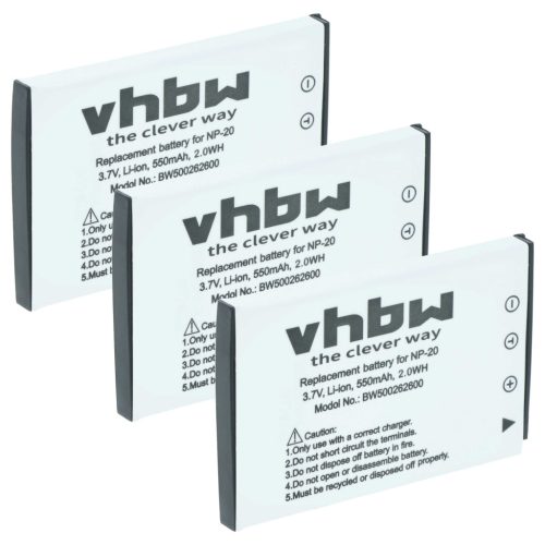 VHBW Akku Casio NP-20DBA, NP-20 - 550 mAh 3,6 V Li-Ion