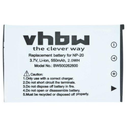 VHBW Akku Casio NP-20DBA, NP-20 - 550 mAh 3,6 V Li-Ion