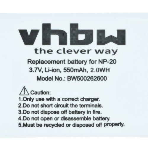 VHBW Akku Casio NP-20DBA, NP-20 - 550 mAh 3,6 V Li-Ion