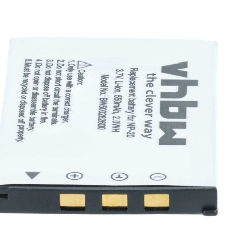 VHBW Akku Casio NP-20DBA, NP-20 - 550 mAh 3,6 V Li-Ion