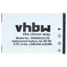 VHBW Akku Casio NP-90 - 1300 mAh 3,6 V Li-Ion