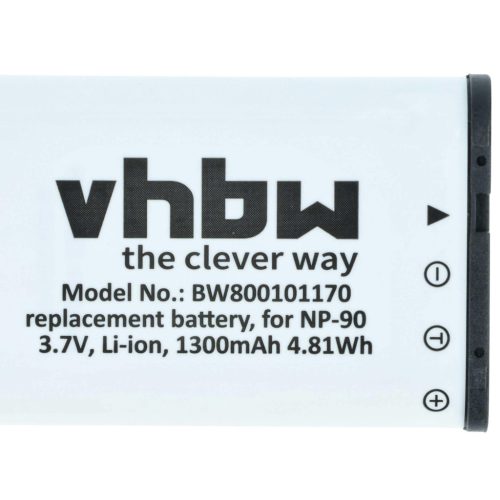 VHBW Akku Casio NP-90 - 1300 mAh 3,6 V Li-Ion