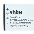 VHBW Akku Casio NP-160, NP-110DBA, NP-110, NP-110L - 750 mAh 3,6 V Li-Ion