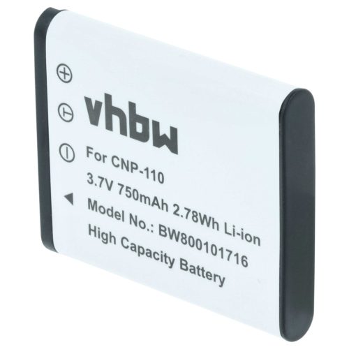 VHBW Akku Casio NP-160, NP-110DBA, NP-110, NP-110L - 750 mAh 3,6 V Li-Ion
