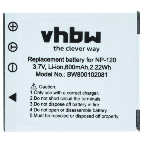 VHBW Akku Casio NP-120 - 550 mAh 3,6 V Li-Ion