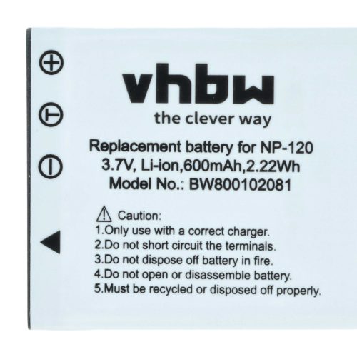 VHBW Akku Casio NP-120 - 550 mAh 3,6 V Li-Ion