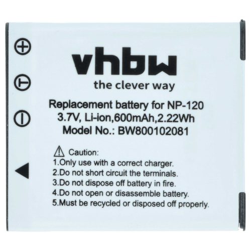 VHBW Akku Casio NP-120 - 550 mAh 3,6 V Li-Ion