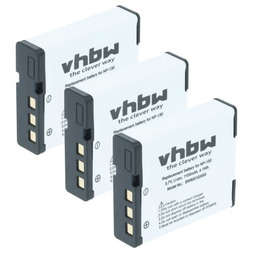VHBW Akku Casio NP-130, NP-130A - 1100 mAh 3,6 V Li-Ion