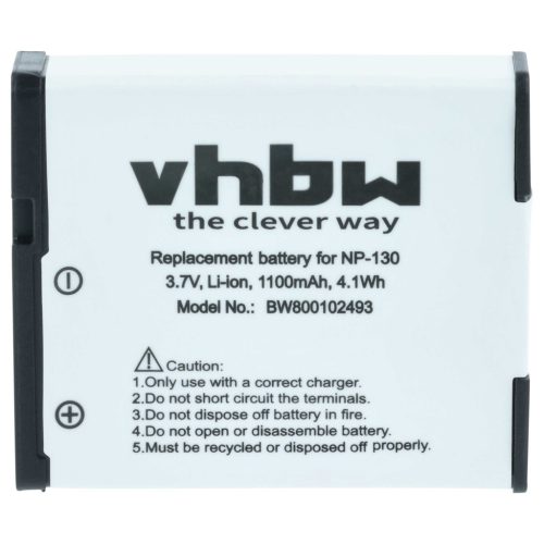VHBW Akku Casio NP-130, NP-130A - 1100 mAh 3,6 V Li-Ion