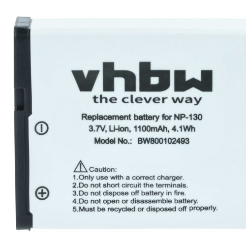 VHBW Akku Casio NP-130, NP-130A - 1100 mAh 3,6 V Li-Ion