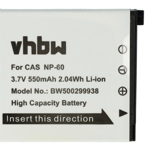 VHBW Akku für Casio NP-60 - 550 mAh 3,6 V Li-Ion