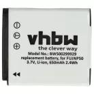 VHBW Battery Fuji Fujifilm NP-50 - 650 mAh 3.6 V Li-Ion