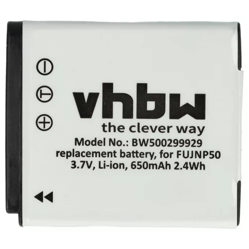 VHBW Battery Fuji Fujifilm NP-50 - 650 mAh 3.6 V Li-Ion