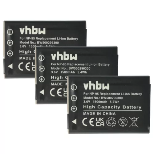 VHBW Battery Fujifilm NP-95 replacement - 1500 mAh 3.6 V Li-Ion