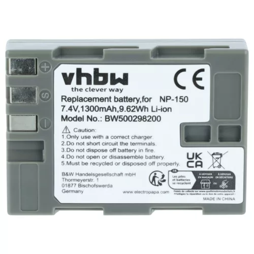 VHBW Akku Fuji NP-150 - 1300 mAh 7,2 V Li-Ion
