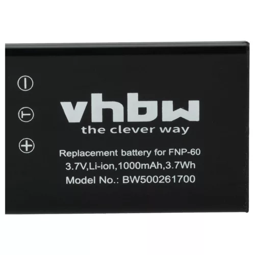 2x Battery replaces Aiptek ZPT-NP60 - 1000mAh, 3.6V, Li-Ion