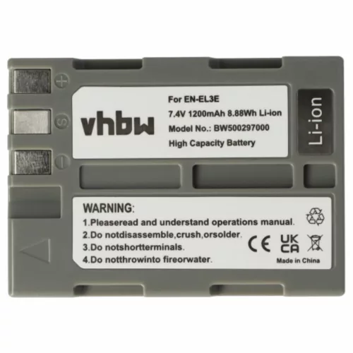 VHBW Battery instead of Nikon EN-EL3e - 1200 mAh 7.2 V Li-Ion