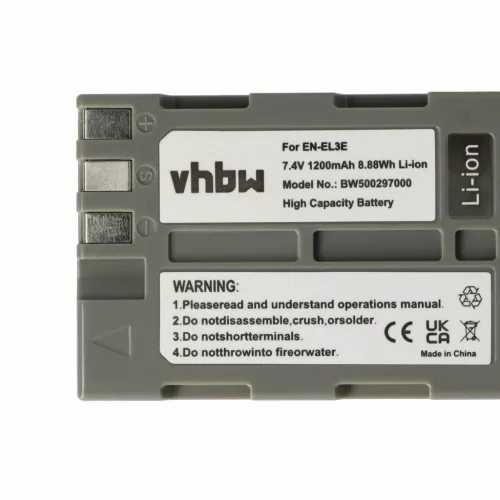 VHBW Battery instead of Nikon EN-EL3e - 1200 mAh 7.2 V Li-Ion